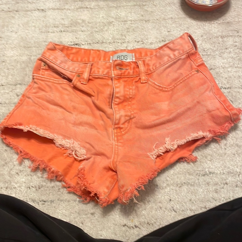Orange jean shorts